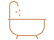 a Profilo stilizzato di una vasca da bagno di colore arancio scuro.